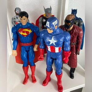 Mixed Lot Marvel & DC Comics Set 11" Figurines Action Figures 2013 & 2014 Capes